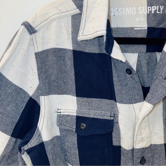 Mossimo Supply Co. Men's Blue Plaid Thick Speckled Flannel Shirt - Picture 9 of 9